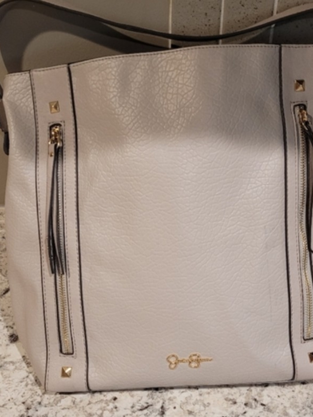 Jessica Simpson Light Gray Tote with Gold Hardware